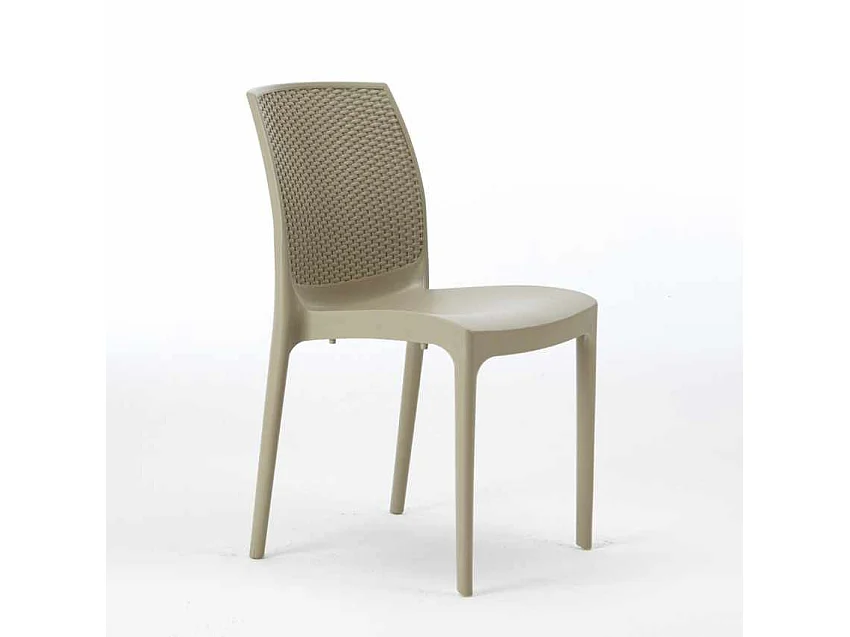 Weiß Rechteckig Tisch und 6 Stühle Farbiges Polypropylen-Außenmastenset Grand Soleil Boheme Summerlife - Beige