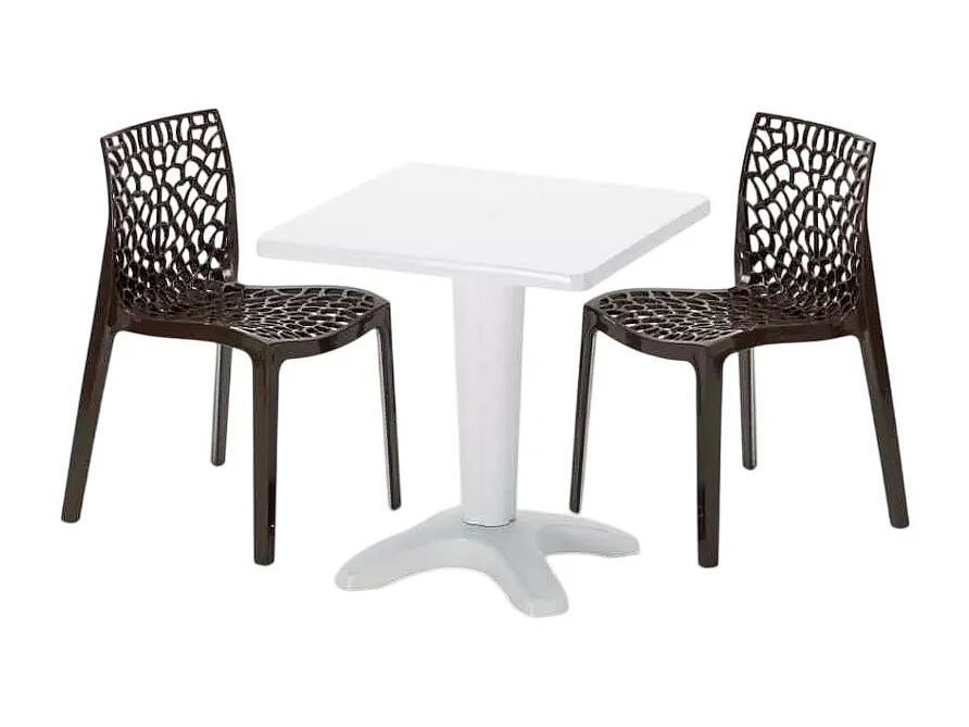 Weiß Quadratisch Tisch und 2 Stühle Farbiges Polypropylen-Innenmastenset Grand Soleil Gruvyer Patio - Braun