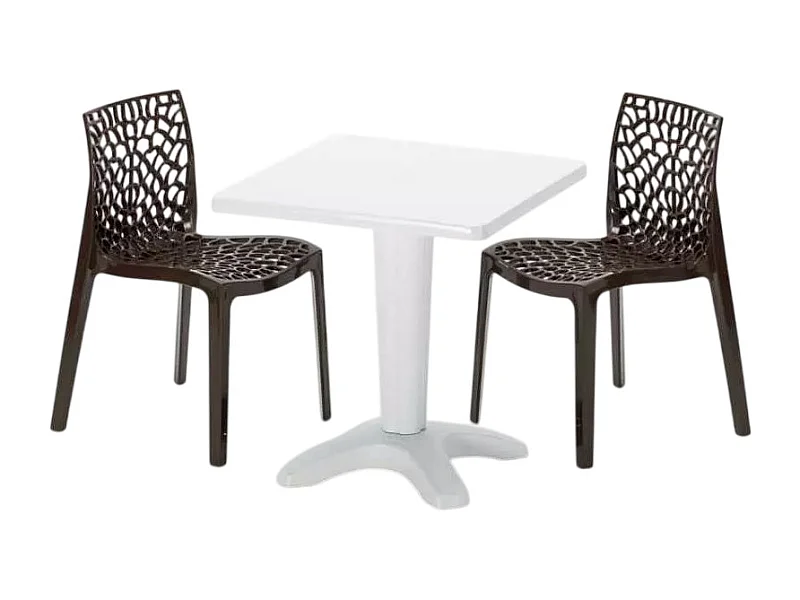 Weiß Quadratisch Tisch und 2 Stühle Farbiges Polypropylen-Innenmastenset Grand Soleil Gruvyer Patio - Braun