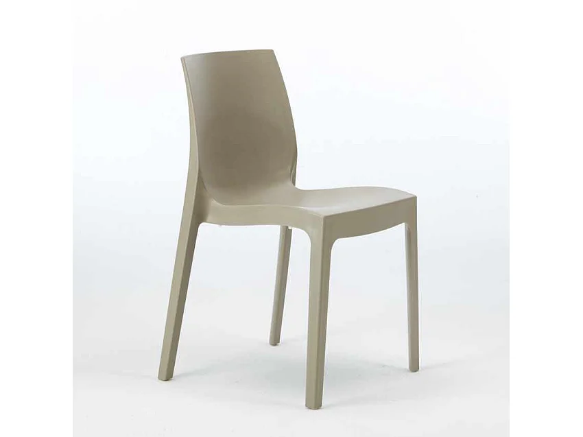 Weiß Quadratisch Tisch und 4 Stühle Farbiges Polypropylen-Außenmastenset Grand Soleil Rome Love - Beige