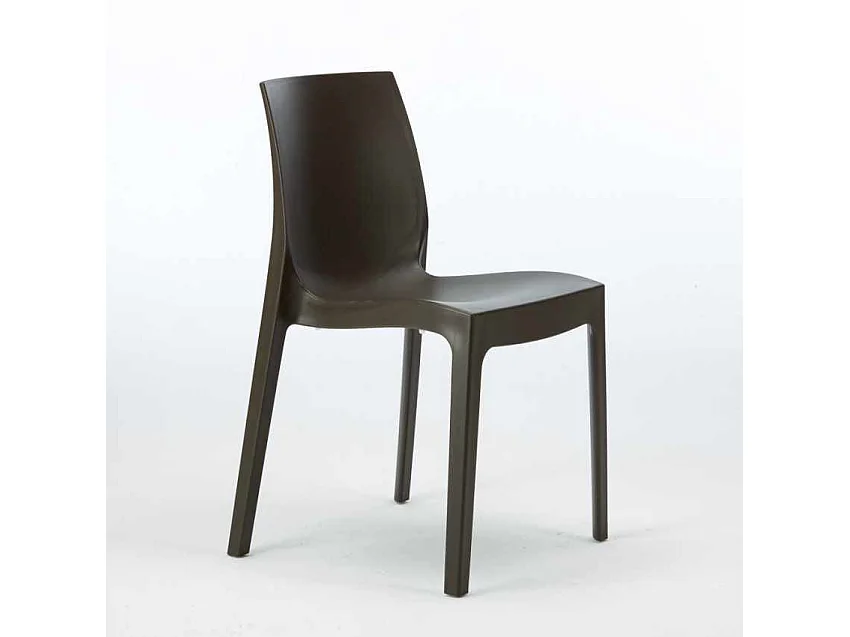 Weiß Quadratisch Tisch und 4 Stühle Farbiges Polypropylen-Außenmastenset Grand Soleil Rome Love - Braun