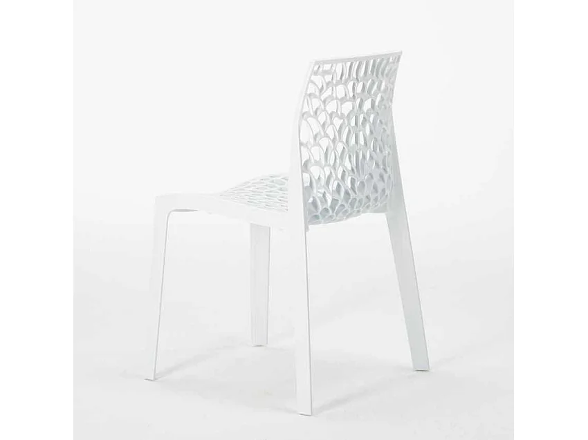 Weiß Quadratisch Tisch und 2 Stühle Farbiges Polypropylen-Innenmastenset Grand Soleil Gruvyer Patio - Weiß