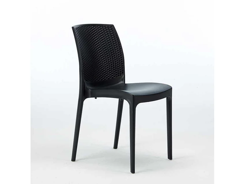 Weiß Rechteckig Tisch und 6 Stühle Farbiges Polypropylen-Außenmastenset Grand Soleil Boheme Summerlife - Schwarz