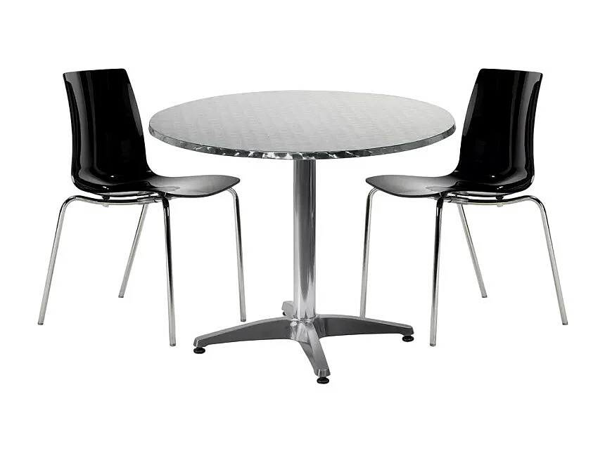 Garten-Set mit 2 modernen Stühlen und rundem Tisch 70cm aus Stahl Remos - Schwarz