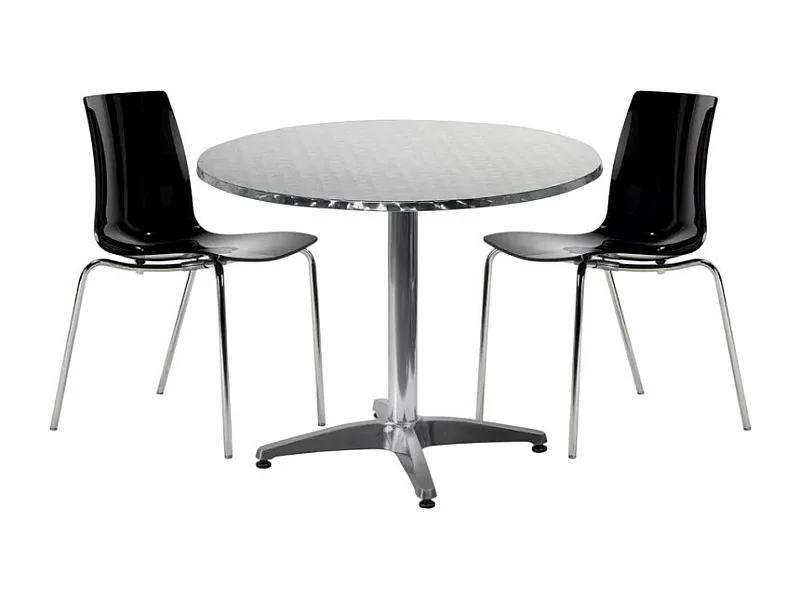 Garten-Set mit 2 modernen Stühlen und rundem Tisch 70cm aus Stahl Remos - Schwarz