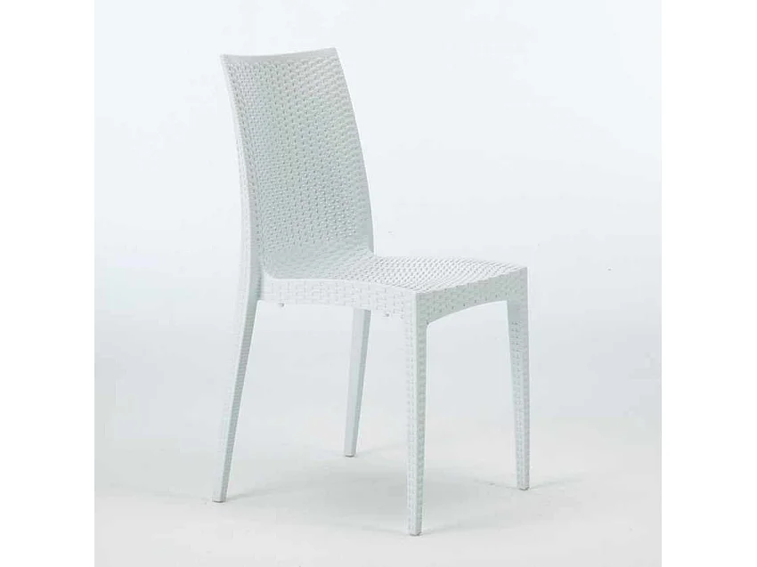 Weiß Rechteckig Tisch und 6 Stühle Farbiges Polypropylen-Außenmastenset Grand Soleil Bistrot Summerlife - Weiß