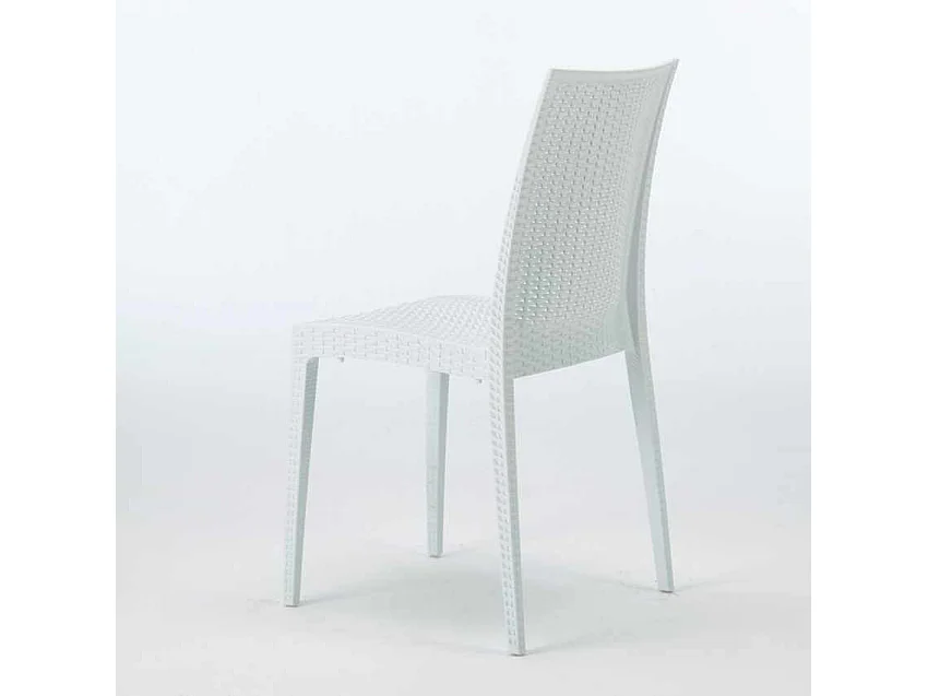 Weiß Rechteckig Tisch und 6 Stühle Farbiges Polypropylen-Außenmastenset Grand Soleil Bistrot Summerlife - Weiß