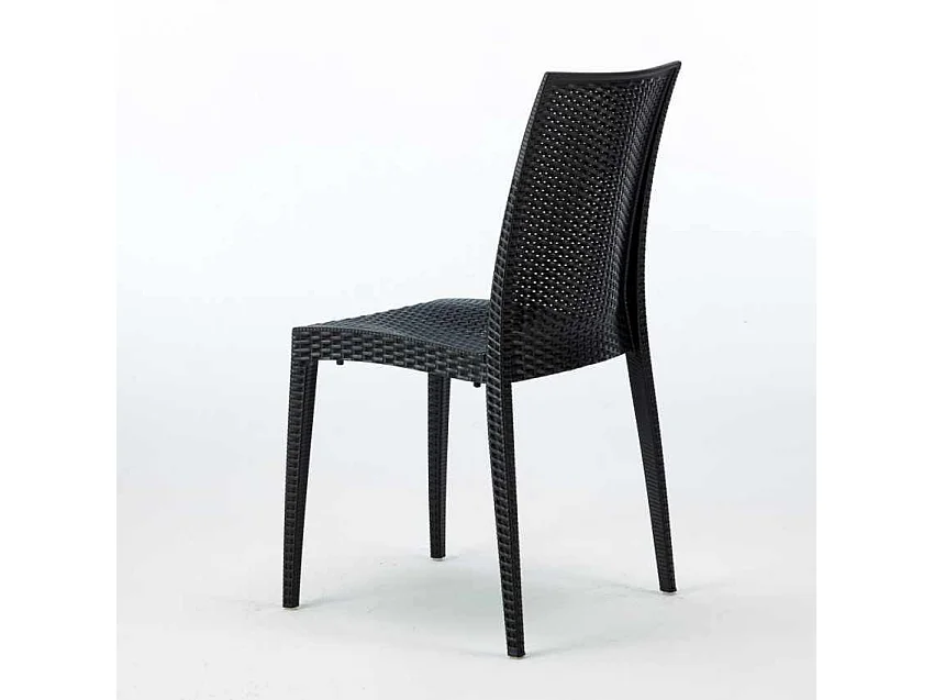 Schwarz Quadratisch Tisch und 4 Stühle Farbiges Polypropylen-Außenmastenset Grand Soleil Bistrot Passion - Schwarz