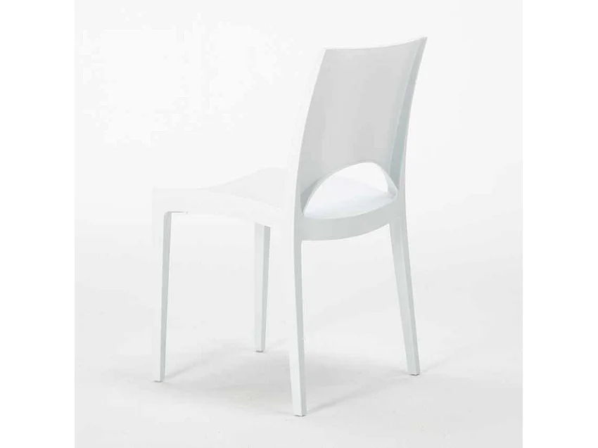 Weiß Quadratisch Tisch und 2 Stühle Farbiges Polypropylen-Innenmastenset Grand Soleil Paris Patio - Weiß