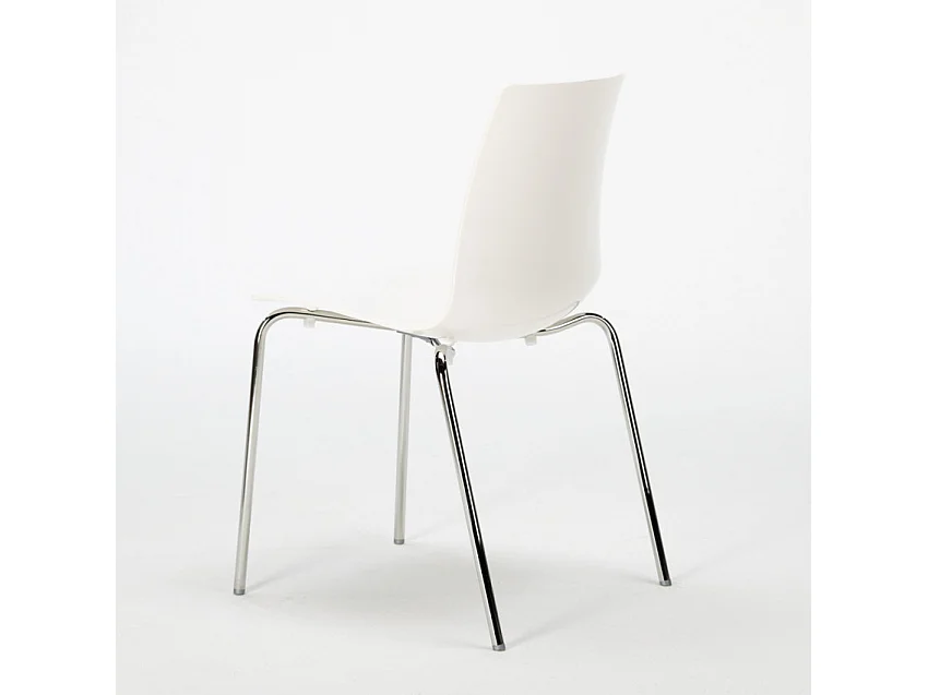 Garten-Set mit 2 modernen Stühlen und rundem Tisch 70cm aus Stahl Remos - Weiß