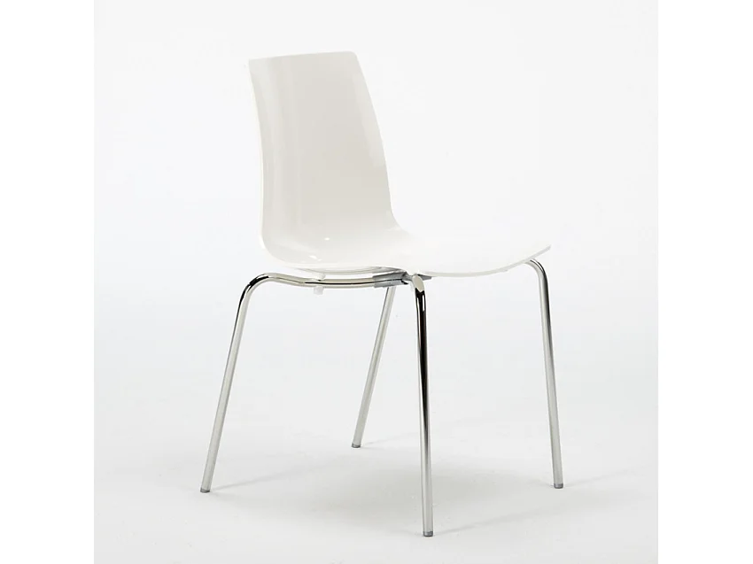 Garten-Set mit 2 modernen Stühlen und rundem Tisch 70cm aus Stahl Remos - Weiß