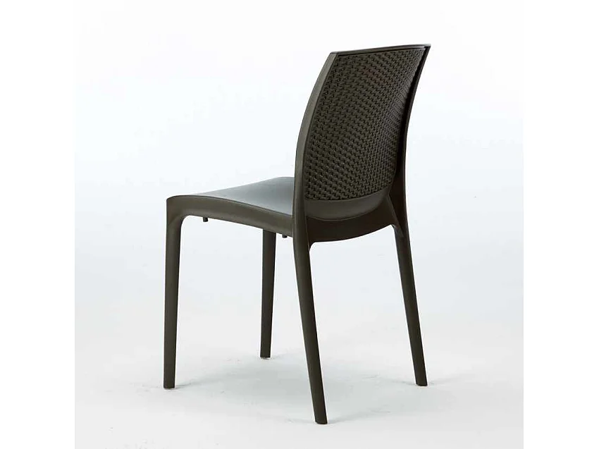 Weiß Quadratisch Tisch und 4 Stühle Farbiges Polypropylen-Außenmastenset Grand Soleil Boheme Love - Braun