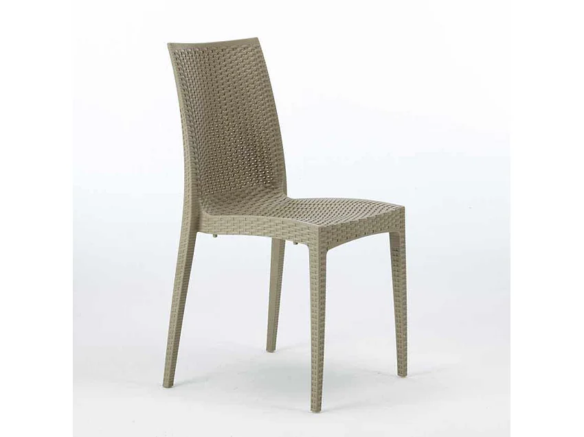 Schwarz Quadratisch Tisch und 4 Stühle Farbiges Polypropylen-Außenmastenset Grand Soleil Bistrot Passion - Beige