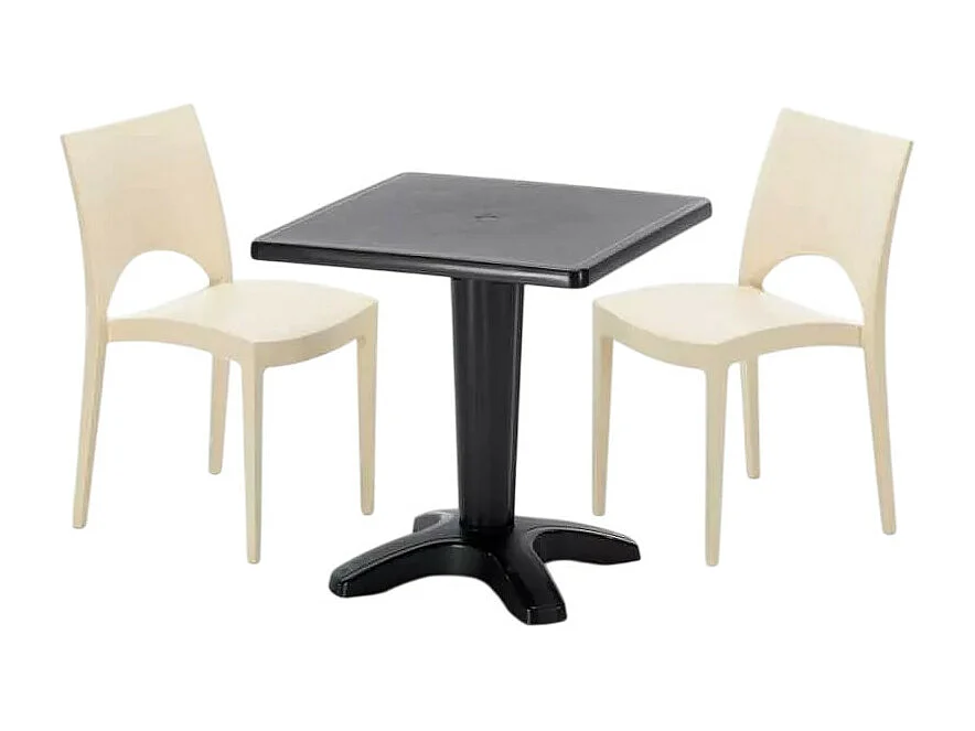 Ensemble table et chaises 70x70cm avec 2 chaises colorées Paloma