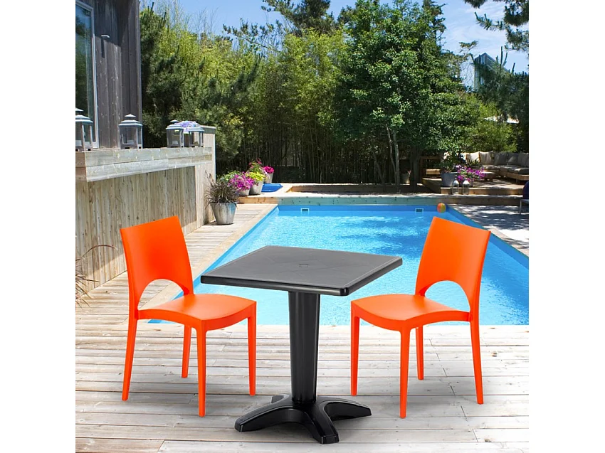Ensemble table et chaises 70x70cm avec 2 chaises colorées Paloma