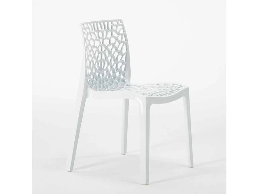 Schwarz Quadratisch Tisch und 2 Stühle Farbiges Polypropylen-Innenmastenset Grand Soleil Gruvyer Aia - Weiß