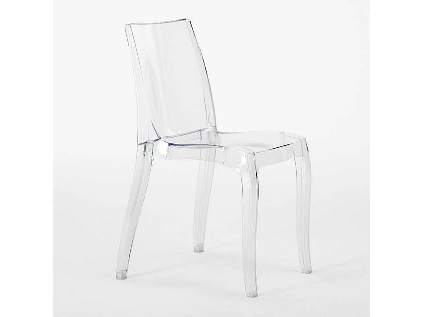 Schwarz Quadratisch Tisch und 2 Stühle Farbiges Polypropylen-Innenmastenset Grand Soleil Cristal Light Balcony - Transparent