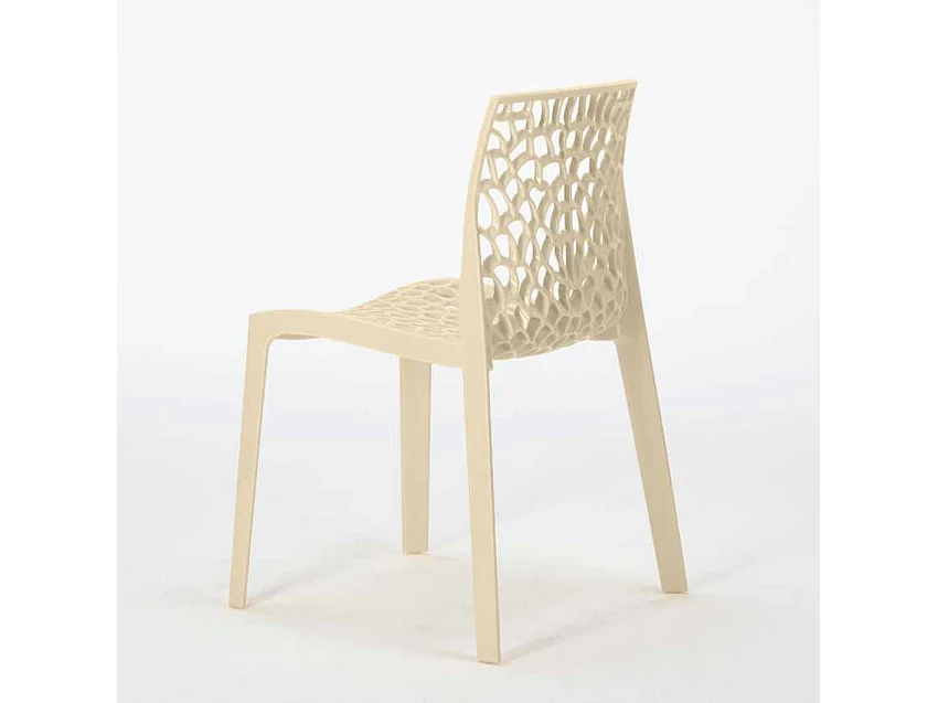 Weiß Quadratisch Tisch und 2 Stühle Farbiges Polypropylen-Innenmastenset Grand Soleil Gruvyer Patio - Beige