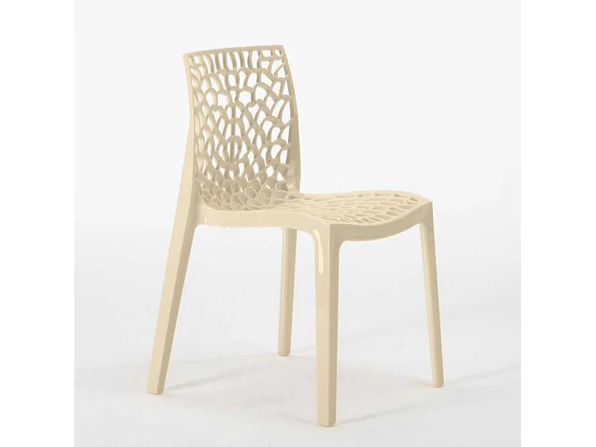 Weiß Quadratisch Tisch und 2 Stühle Farbiges Polypropylen-Innenmastenset Grand Soleil Gruvyer Patio - Beige