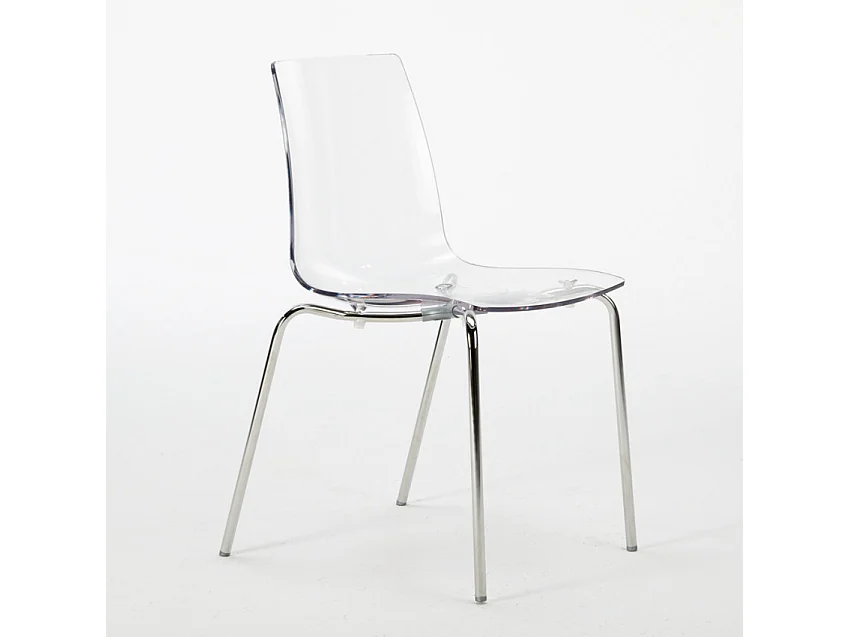 Garten-Set mit 2 modernen Stühlen und rundem Tisch 70cm aus Stahl Remos - Transparent