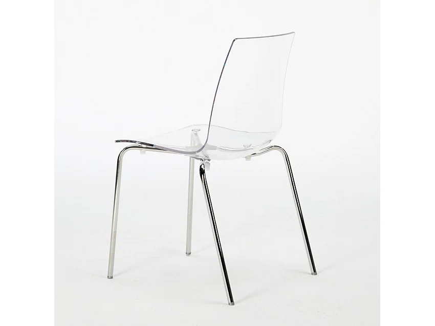 Garten-Set mit 2 modernen Stühlen und rundem Tisch 70cm aus Stahl Remos - Transparent