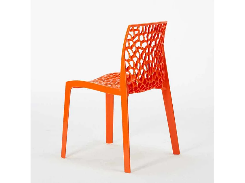 Weiß Quadratisch Tisch und 2 Stühle Farbiges Polypropylen-Innenmastenset Grand Soleil Gruvyer Patio - Orange