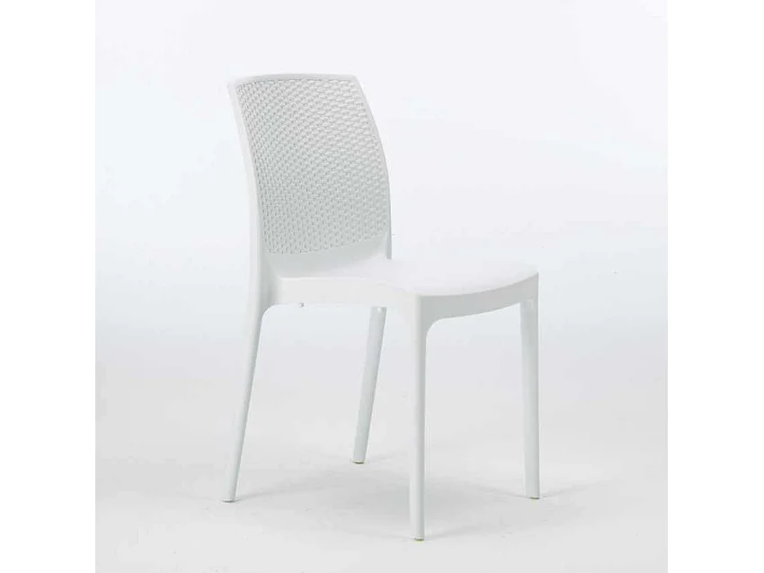 Weiß Rechteckig Tisch und 6 Stühle Farbiges Polypropylen-Außenmastenset Grand Soleil Boheme Summerlife - Weiß