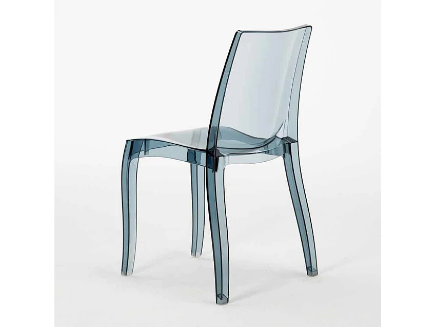 Weiß Quadratisch Tisch und 2 Stühle Farbiges Polypropylen-Innenmastenset Grand Soleil Cristal Light Terrace - Transparent Schwarz Anthrazit