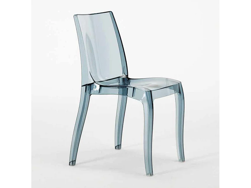 Weiß Quadratisch Tisch und 2 Stühle Farbiges Polypropylen-Innenmastenset Grand Soleil Cristal Light Terrace - Transparent Schwarz Anthrazit