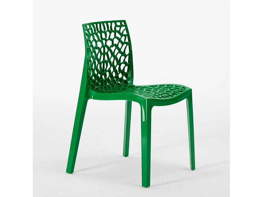 Weiß Quadratisch Tisch und 2 Stühle Farbiges Polypropylen-Innenmastenset Grand Soleil Gruvyer Patio - Grün