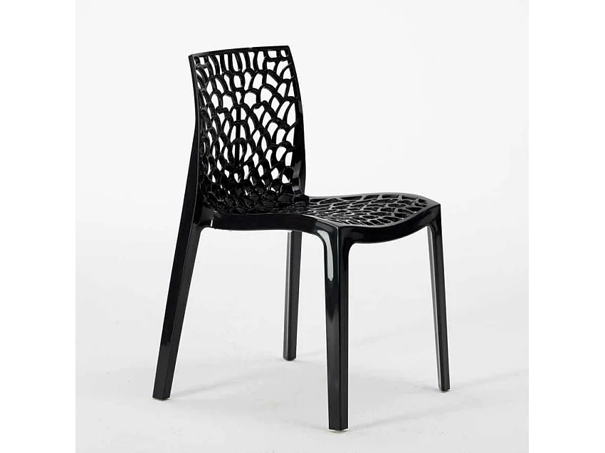 Weiß Quadratisch Tisch und 2 Stühle Farbiges Polypropylen-Innenmastenset Grand Soleil Gruvyer Patio - Schwarz