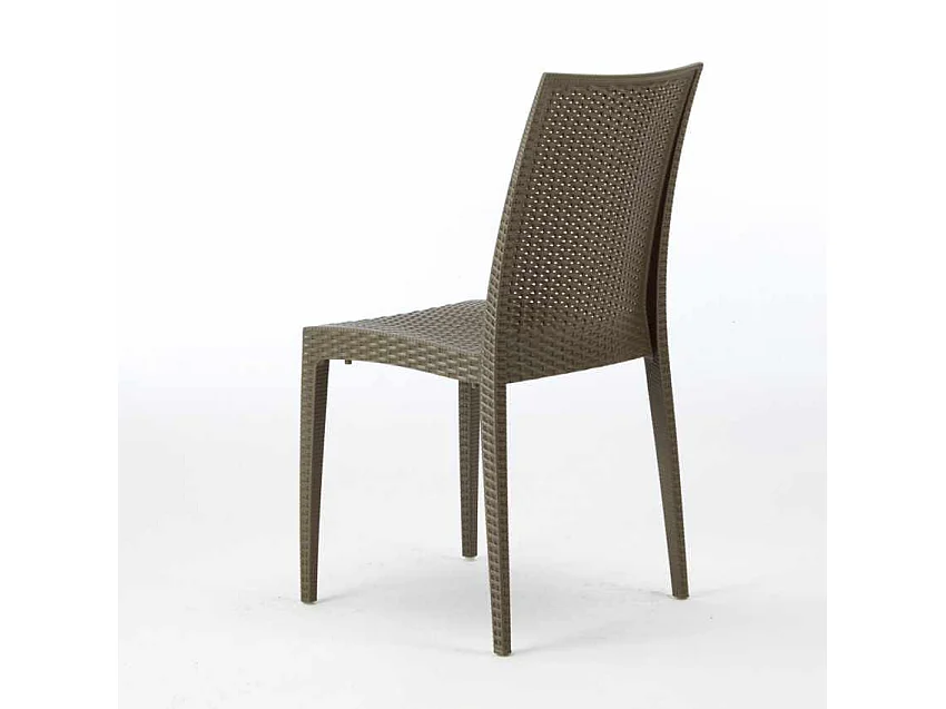 Schwarz Quadratisch Tisch und 4 Stühle Farbiges Polypropylen-Außenmastenset Grand Soleil Bistrot Passion - Braun