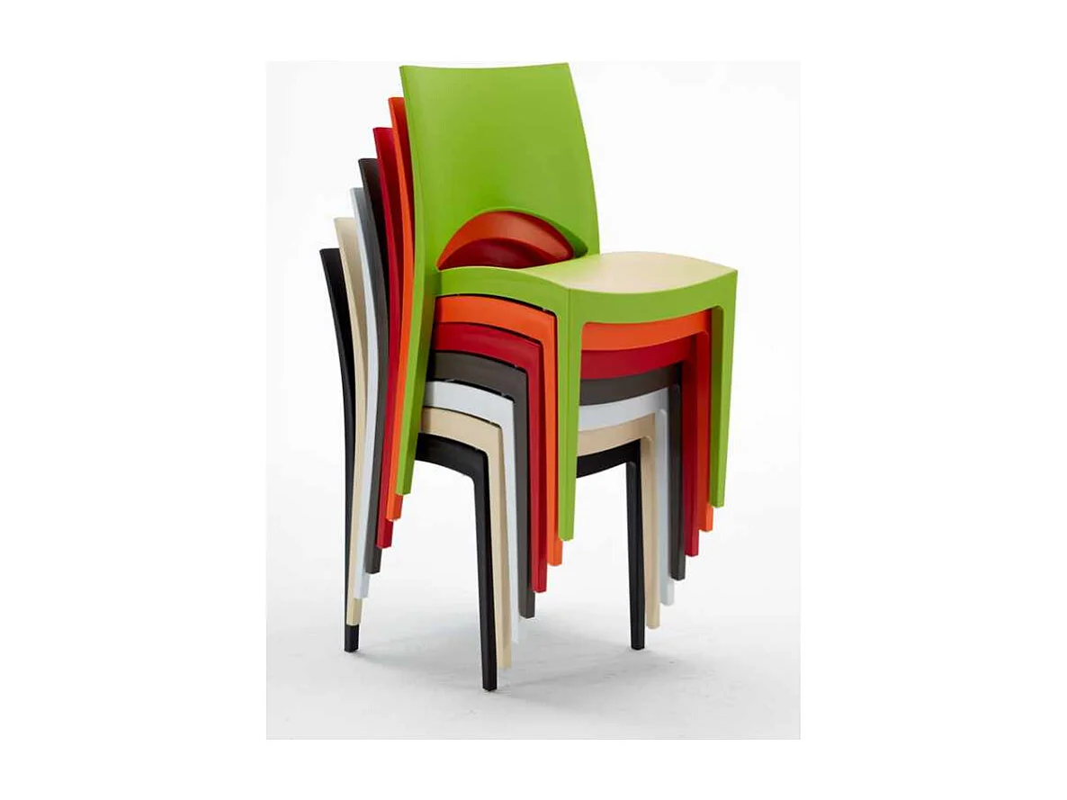 Ensemble de table 90x90cm avec 4 chaises colorées pour extérieur Fizz