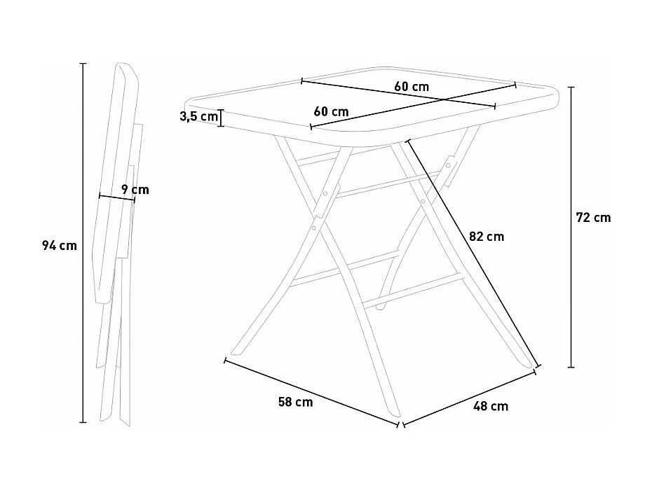 Polyrattan Tisch Quadratisch mit 4 Bunten Stühlen 90x90 Beige Elegance