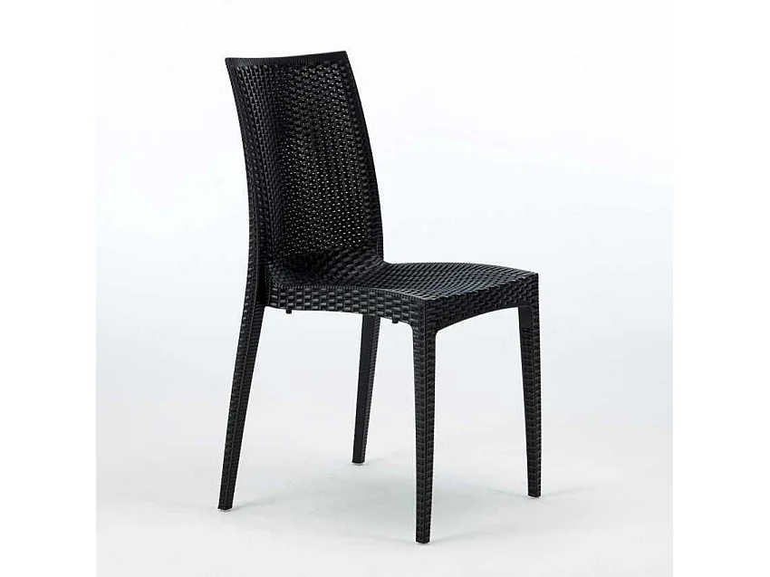 Weiß Rechteckig Tisch und 6 Stühle Farbiges Polypropylen-Außenmastenset Grand Soleil Bistrot Summerlife - Schwarz