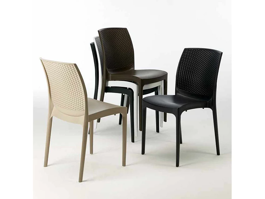 Weiß Rechteckig Tisch und 6 Stühle Farbiges Polypropylen-Außenmastenset Grand Soleil Boheme Summerlife - Braun