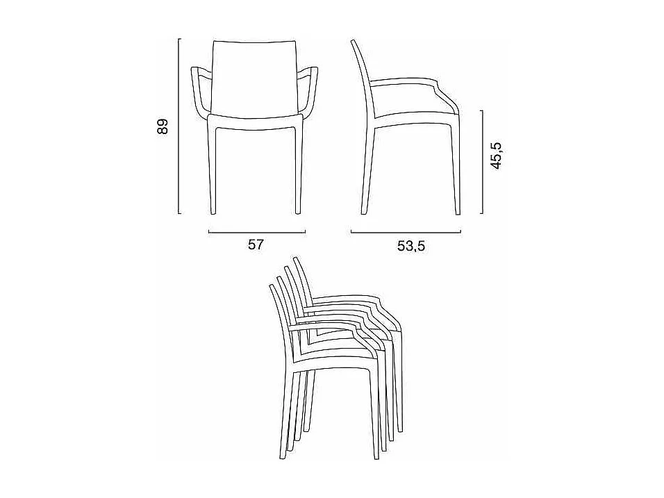 Schwarz Quadratisch Tisch und 4 Stühle Farbiges Polypropylen-Außenmastenset Grand Soleil Arm Bistrot Passion - Braun
