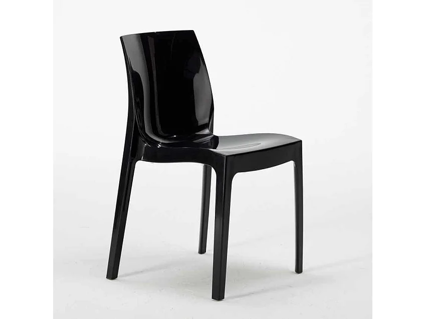 Schwarz Quadratisch Tisch und 2 Stühle Farbiges Polypropylen-Innenmastenset Grand Soleil Ice Aia - Schwarz