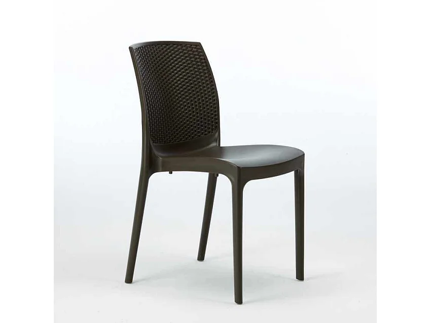 Schwarz Quadratisch Tisch und 4 Stühle Farbiges Polypropylen-Außenmastenset Grand Soleil Boheme Passion - Braun