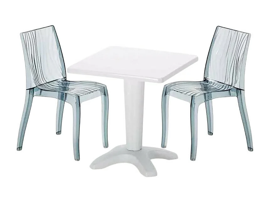 Weiß Quadratisch Tisch und 2 Stühle Farbiges Polypropylen-Innenmastenset Grand Soleil Dune Terrace - Transparent Schwarz Anthrazit