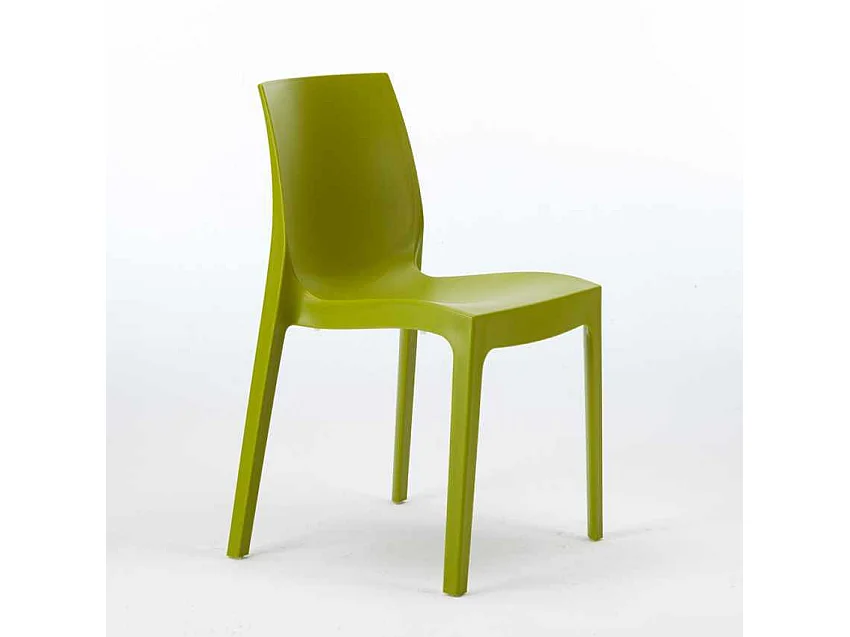 Weiß Rechteckig Tisch und 6 Stühle Farbiges Polypropylen-Außenmastenset Grand Soleil Rome Summerlife - Grün Anis