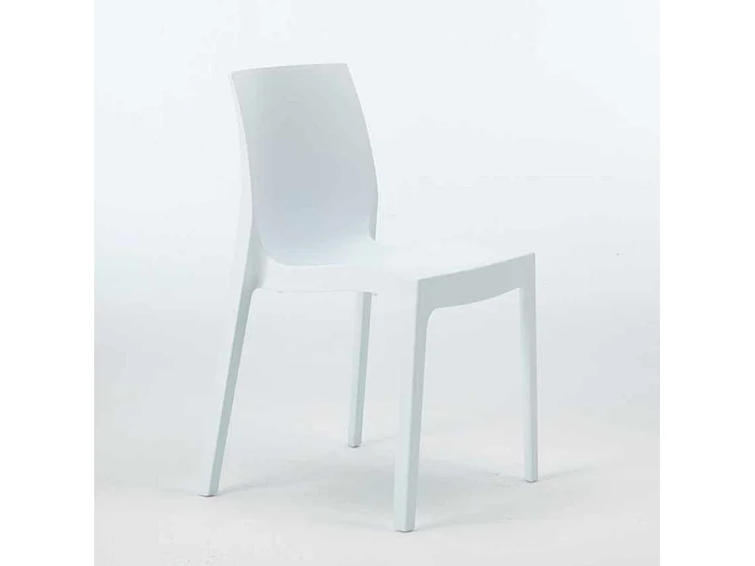 Weiß Quadratisch Tisch und 4 Stühle Farbiges Polypropylen-Außenmastenset Grand Soleil Rome Love - Weiß