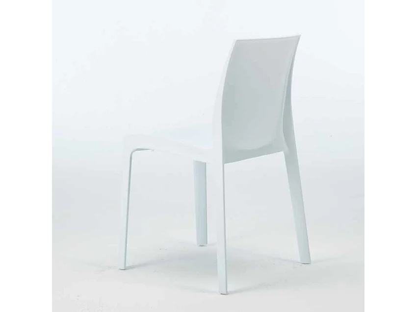 Weiß Quadratisch Tisch und 4 Stühle Farbiges Polypropylen-Außenmastenset Grand Soleil Rome Love - Weiß