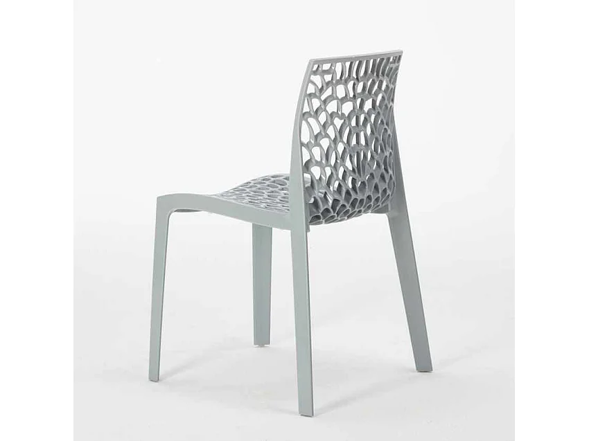 Weiß Quadratisch Tisch und 2 Stühle Farbiges Polypropylen-Innenmastenset Grand Soleil Gruvyer Patio - Grau