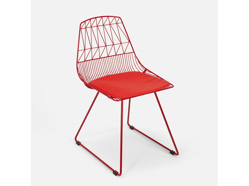 Set Tisch und 2 Stühle für Haus Bar Garten im Innen- und Außenbereich Etzy - Rot