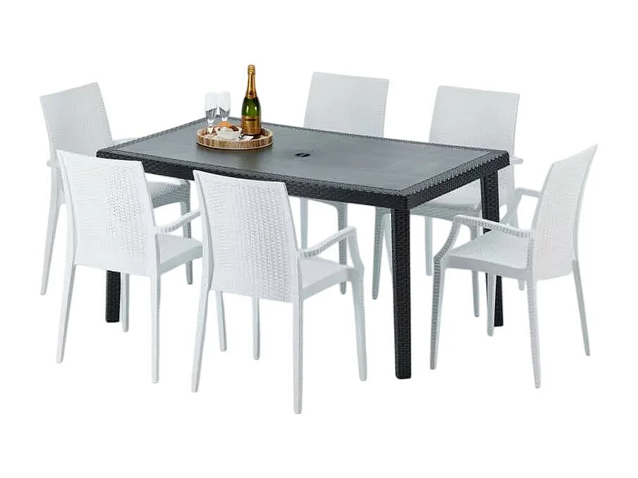 Ensemble de table rectangulaire et 6 chaises 150x90cm Mojito