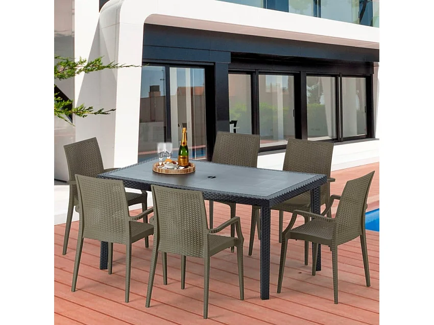 Ensemble de table rectangulaire et 6 chaises 150x90cm Mojito