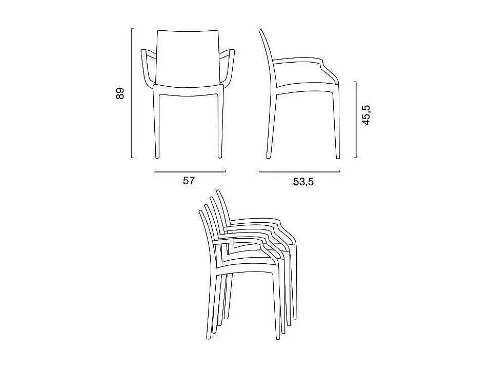 Ensemble de table rectangulaire et 6 chaises 150x90cm Mojito