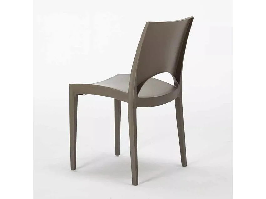 Schwarz Quadratisch Tisch und 4 Stühle Farbiges Polypropylen-Außenmastenset Grand Soleil Paris Passion - Braun