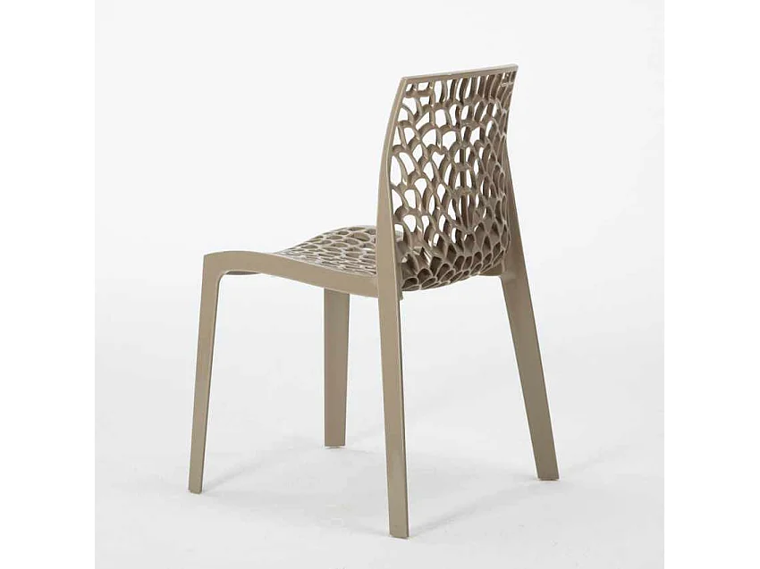 Schwarz Quadratisch Tisch und 2 Stühle Farbiges Polypropylen-Innenmastenset Grand Soleil Gruvyer Aia - Beige Jute